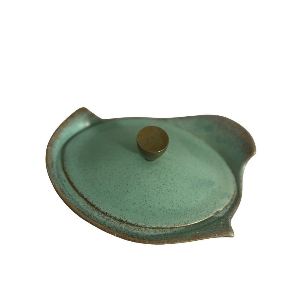 VTG MCM California Originals Made in USA Turquoise Teal Pottery Covered Dish - Picture 2 of 10